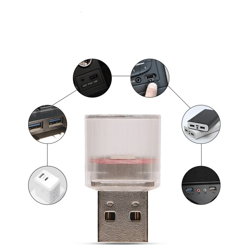 1pc samochód Mini USB LED lampka przenośna wtyczka typu Plug Play oświetlenie otoczenia lampy dekoracyjne do wnętrza światła Environmentled wystrój