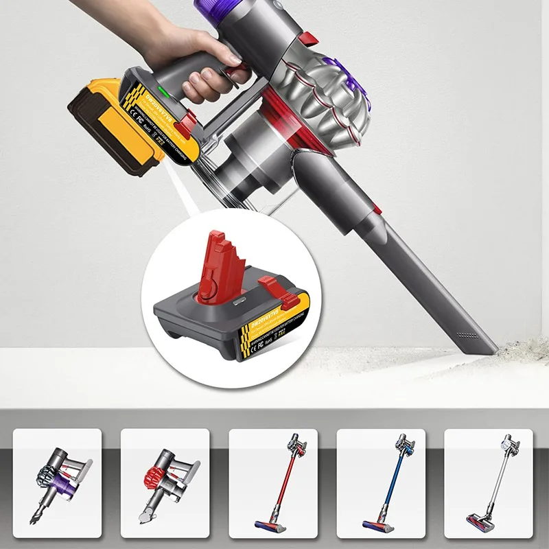 3-in-1-Upgrade-Adapter DW20V6V7V8 für DeWalt 20 V Akku, umgewandelt in Dyson V6/V7/V8 Staubsauger mit Vakuum-Befestigungsclips