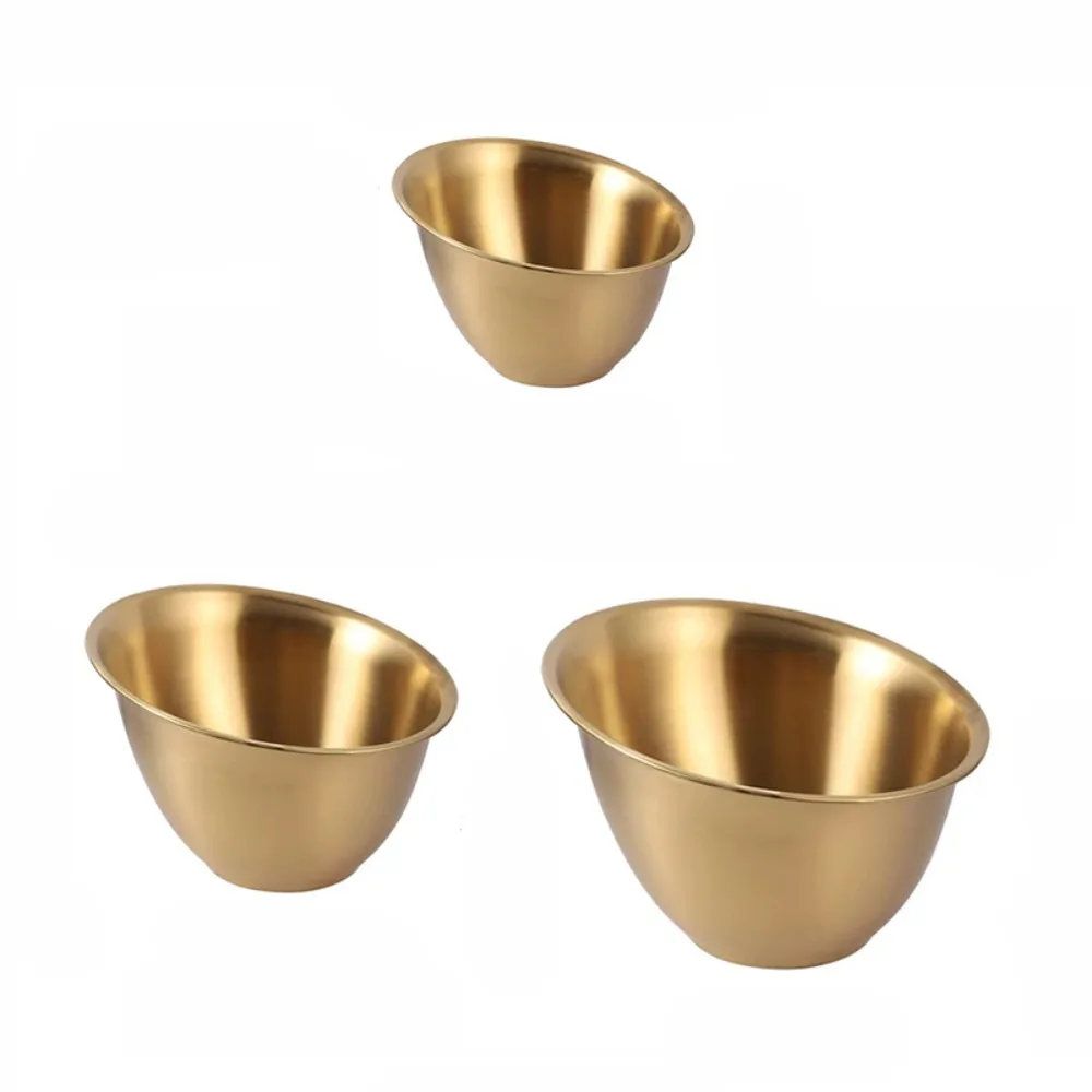 

3 шт., миска для салата в корейском стиле, косая салатница из нержавеющей стали, золото/серебро, большая емкость, миска для приготовления еды, закуска