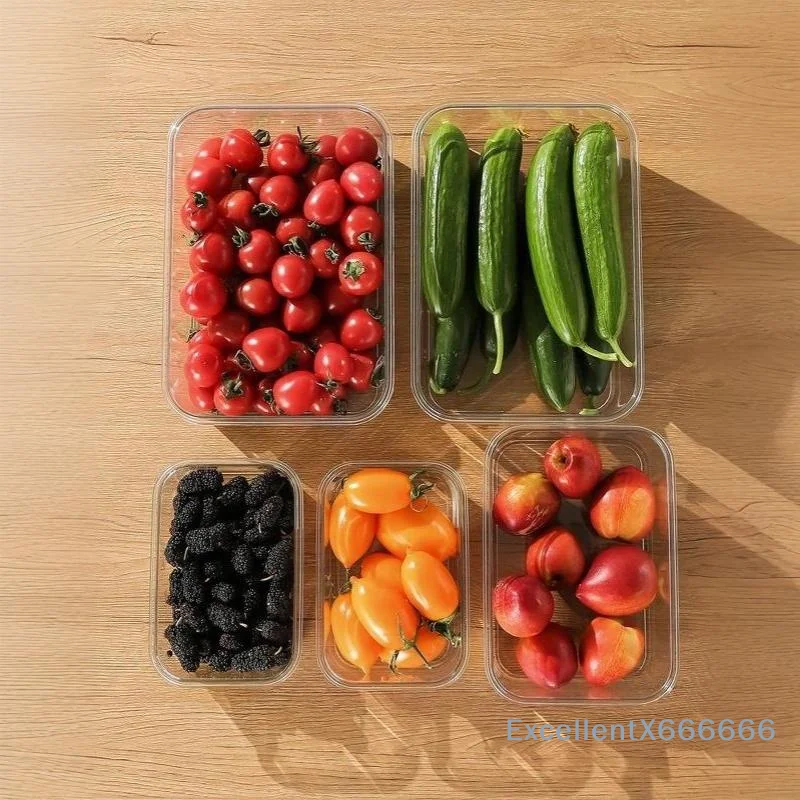 Clear PET Crisper Box Leak-Proof Food Storage Container With Snap Locks & Silicone Seal For Fridge, Fruit, Bento & Meal Prep