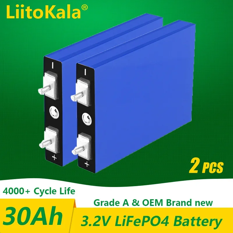 

2PCS LiitoKala LiFePo4 3.2V 30AH 5C 3.2V battery for diy 12V 24V 36V 48V lifepo4 e-bike e scooter wheel chair AGV car Golf carts