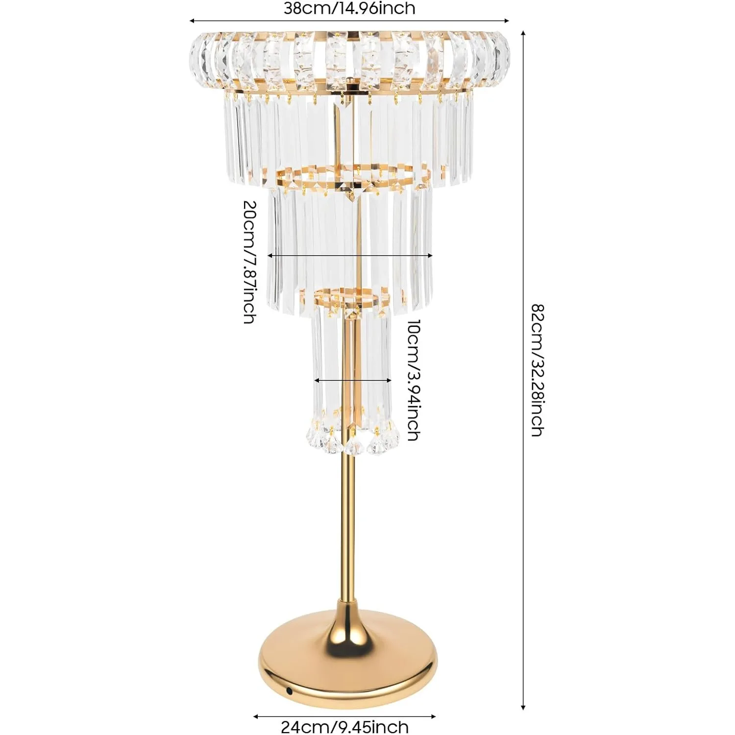 حامل زهور الزفاف مكون من 4 طبقات بطول 32 بوصة حامل عرض أكريليك كريستالي ذهبي طويل القامة عرض قطع مركزية أنيقة لحفلات الزفاف