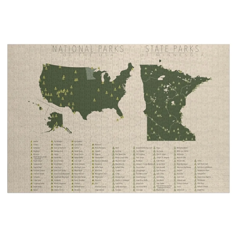 US National Parks - Minnesota Jigsaw Puzzle Picture Wood Name With Personalized Photo Wooden Name Custom Personalized Puzzle