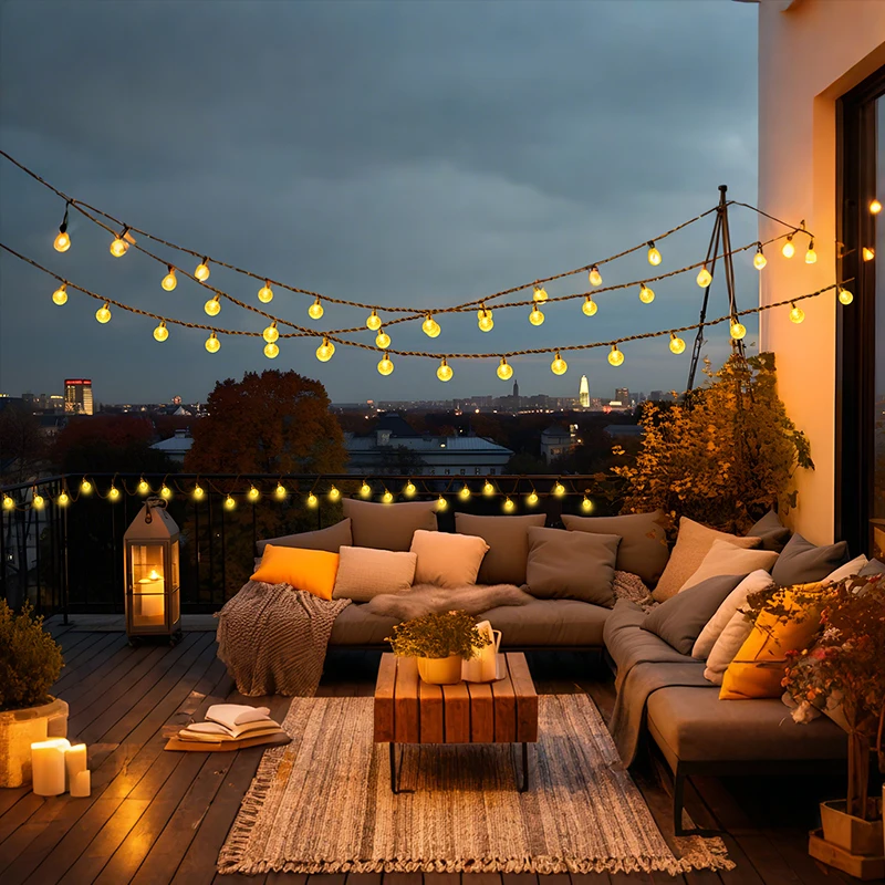 أضواء سلسلة الشمسية خارج أضواء كريستال غلوب مع 8 أوضاع مقاومة للماء لشجرة الحديقة فناء حفلة عيد الميلاد ديكور #6