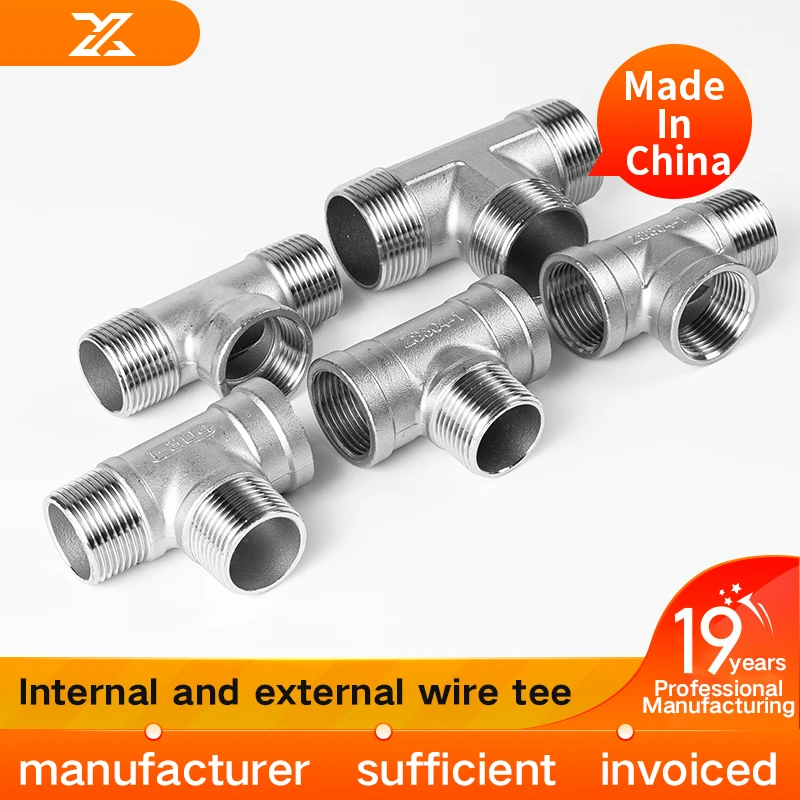 BSP male+male+Female Threaded 3 Way Tee T Pipe Fitting 1/4\