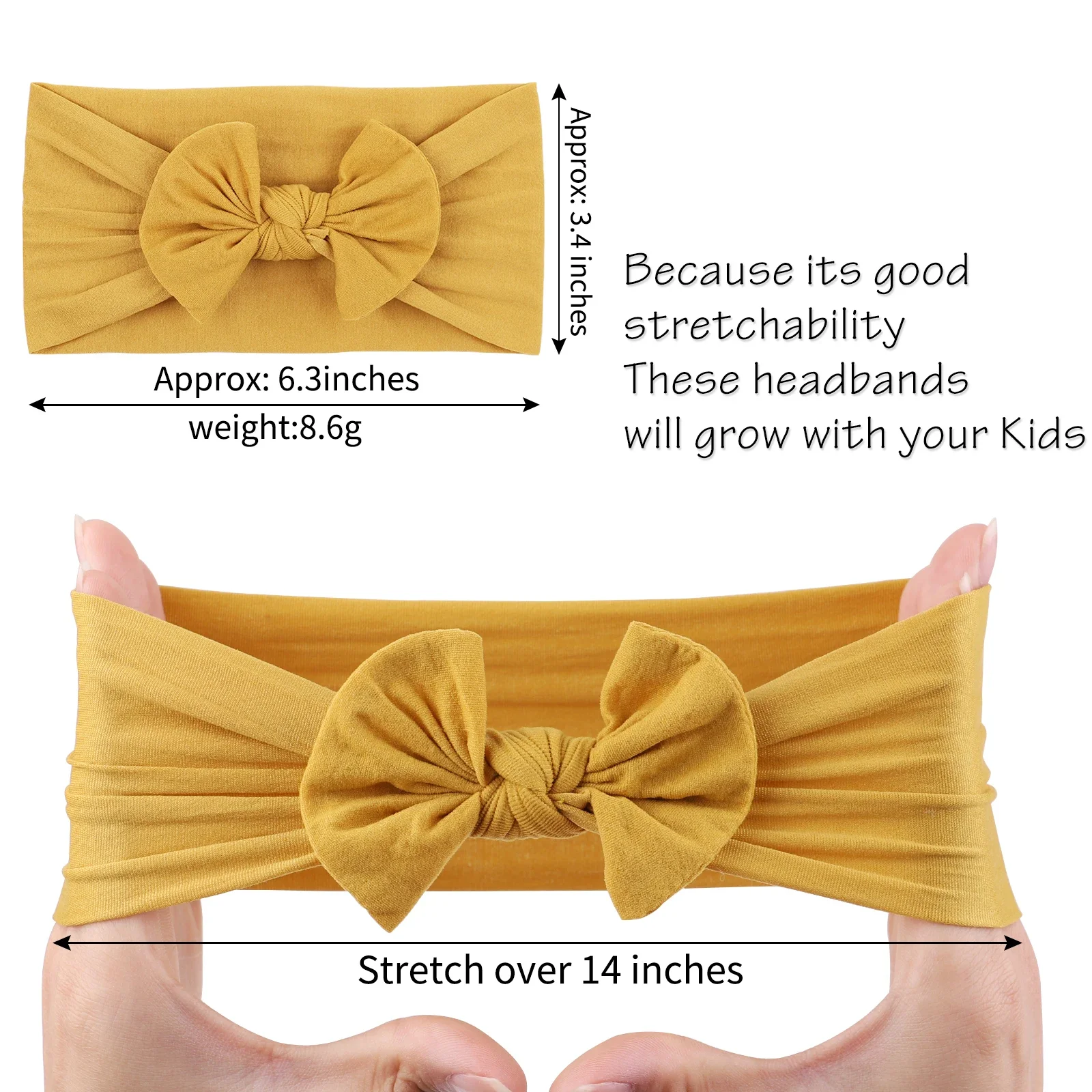 Solid Color Broadside Bowknot Headband for Kids Girls Elastic Hair Band Baby Hairband Boutique Turban Headwear Hair Accessories