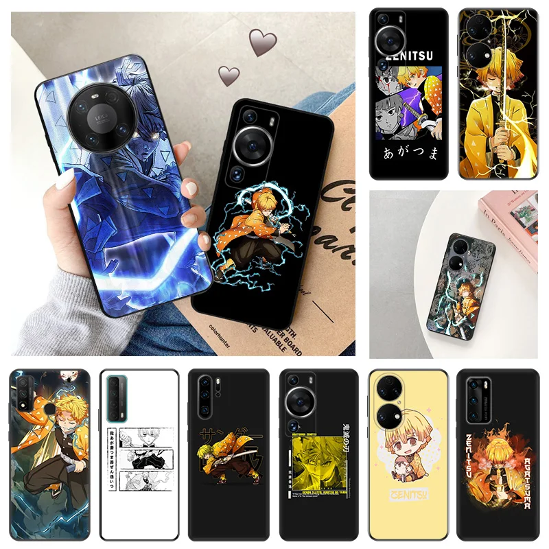 Ultra Thin Soft Case For Huawei P40 P30 P20 P Smart Moto G200 G30 G31 One Fusion Agatsuma Zenitsu Demon Slayer Black Back Cover