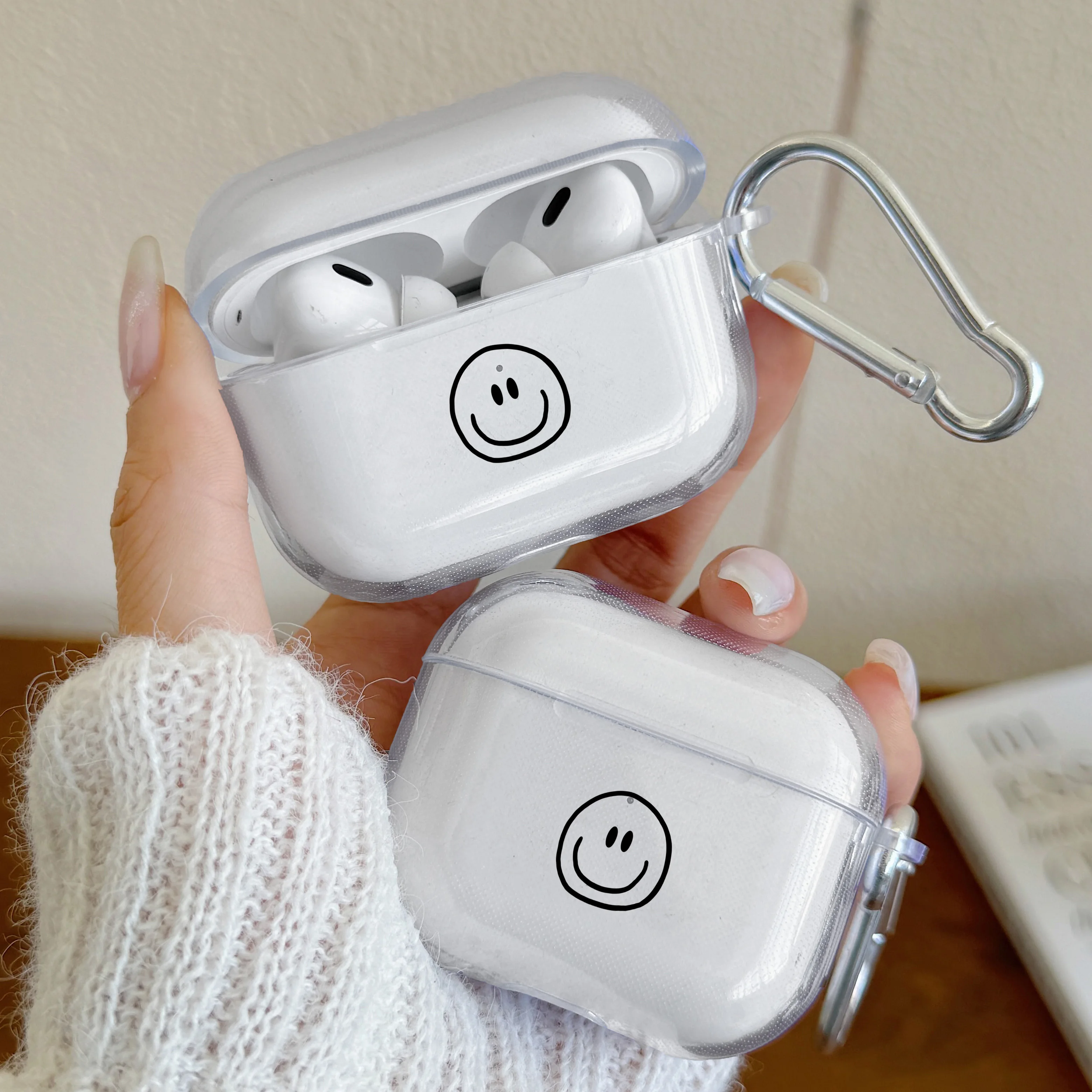Creative Music Face Graffiti TPU For Airpods 3/4 Earphone Protective Cover For Airpods Pro/Pro2 With Keychain Protector Cover