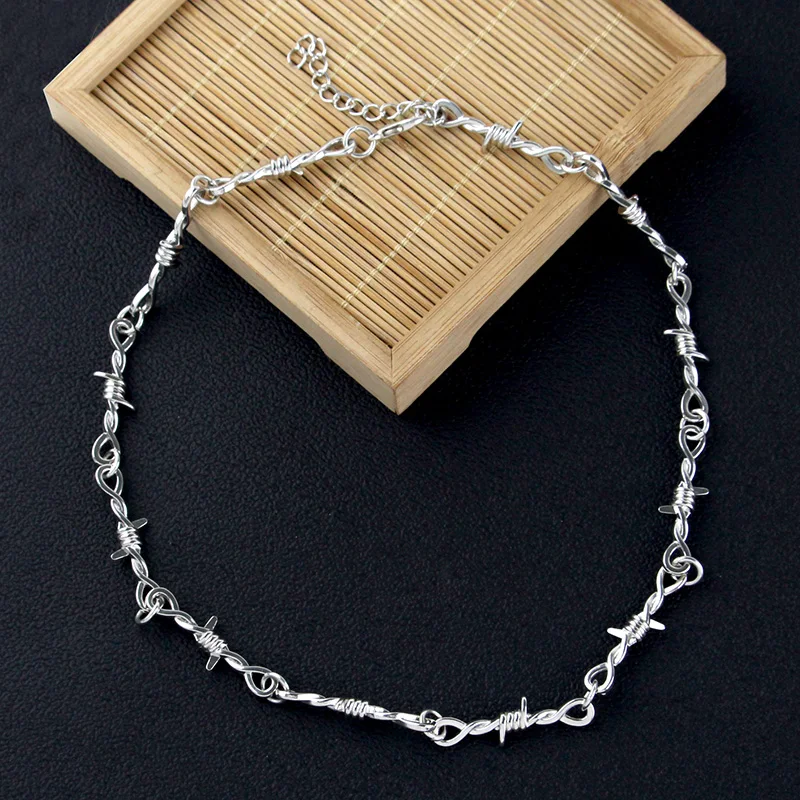 Small Wire Brambles Iron Unisex Choker Necklace Women Hip-hop Gothic Punk Barbed Wire Little Thorns Chain Choker Jewelry Gifts