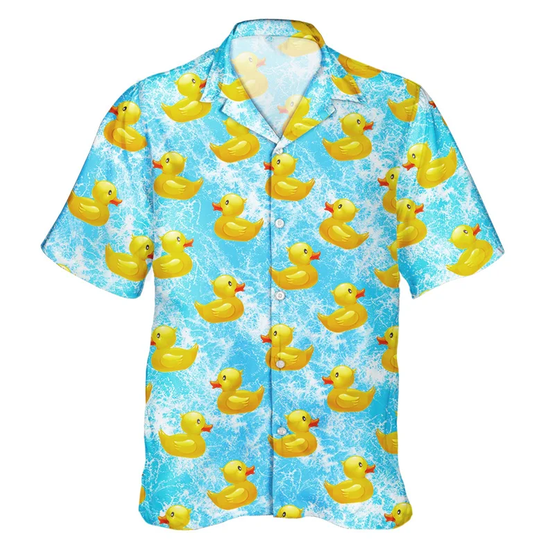 Ducks Dinosaur 3d Print Hawaiian Men's Shirt Skull Summer Oversized Shirts Button Lapel Short Sleeve Street Animal Aloha Shirt