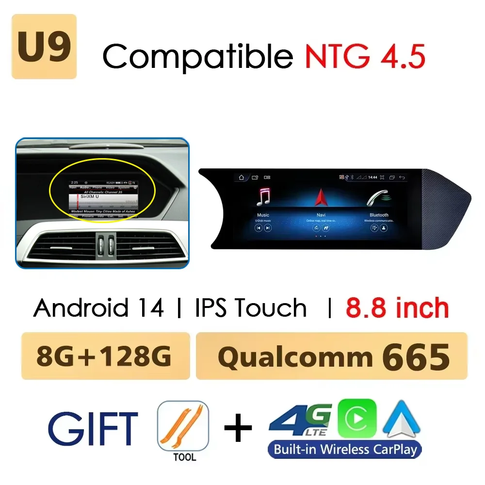 

Android 14, автоматическое радио, беспроводной Carplay, Mercedes C Class W204 2011-2014, автомобильный мультимедийный плеер, BT, WIFI, SIM-стерео, GPS