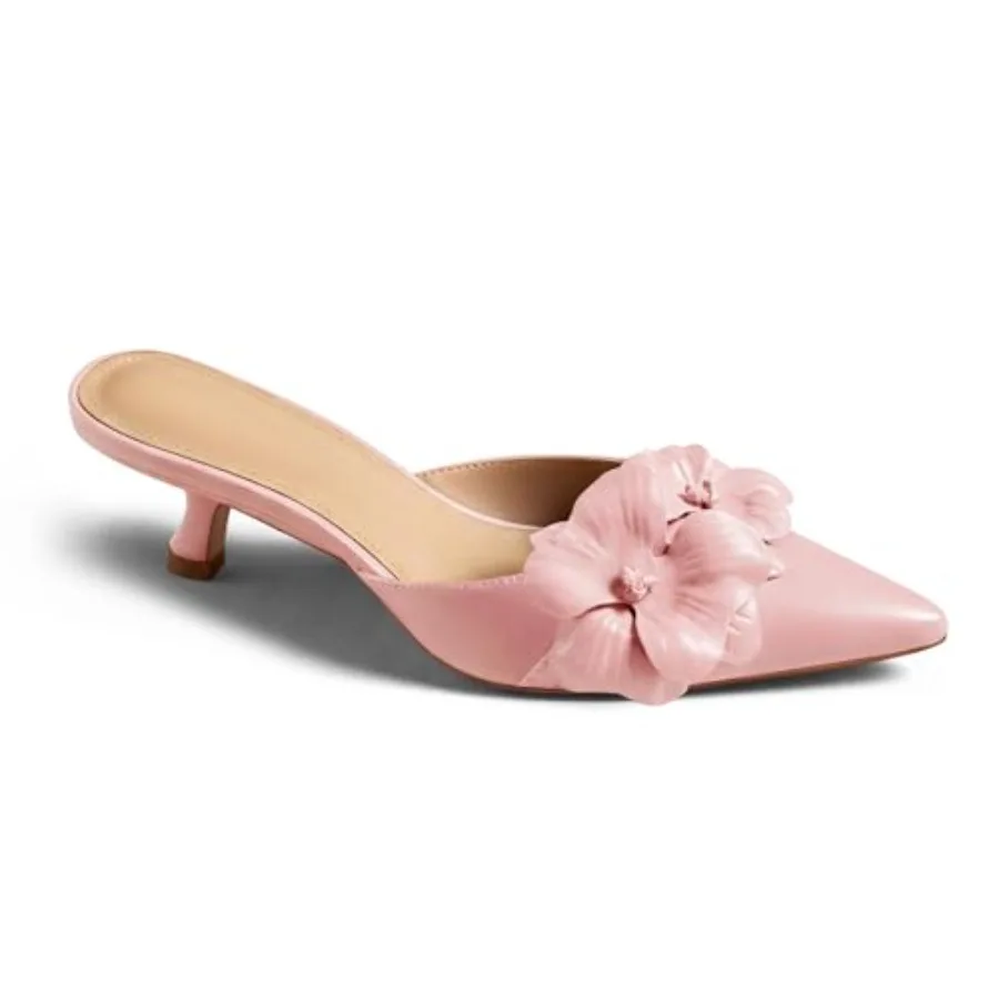 

Женские туфли-мюли Coutgo на низком каблуке с закрытым острым носком, нарядные туфли с цветочным узором, без застежек, для вечеринок