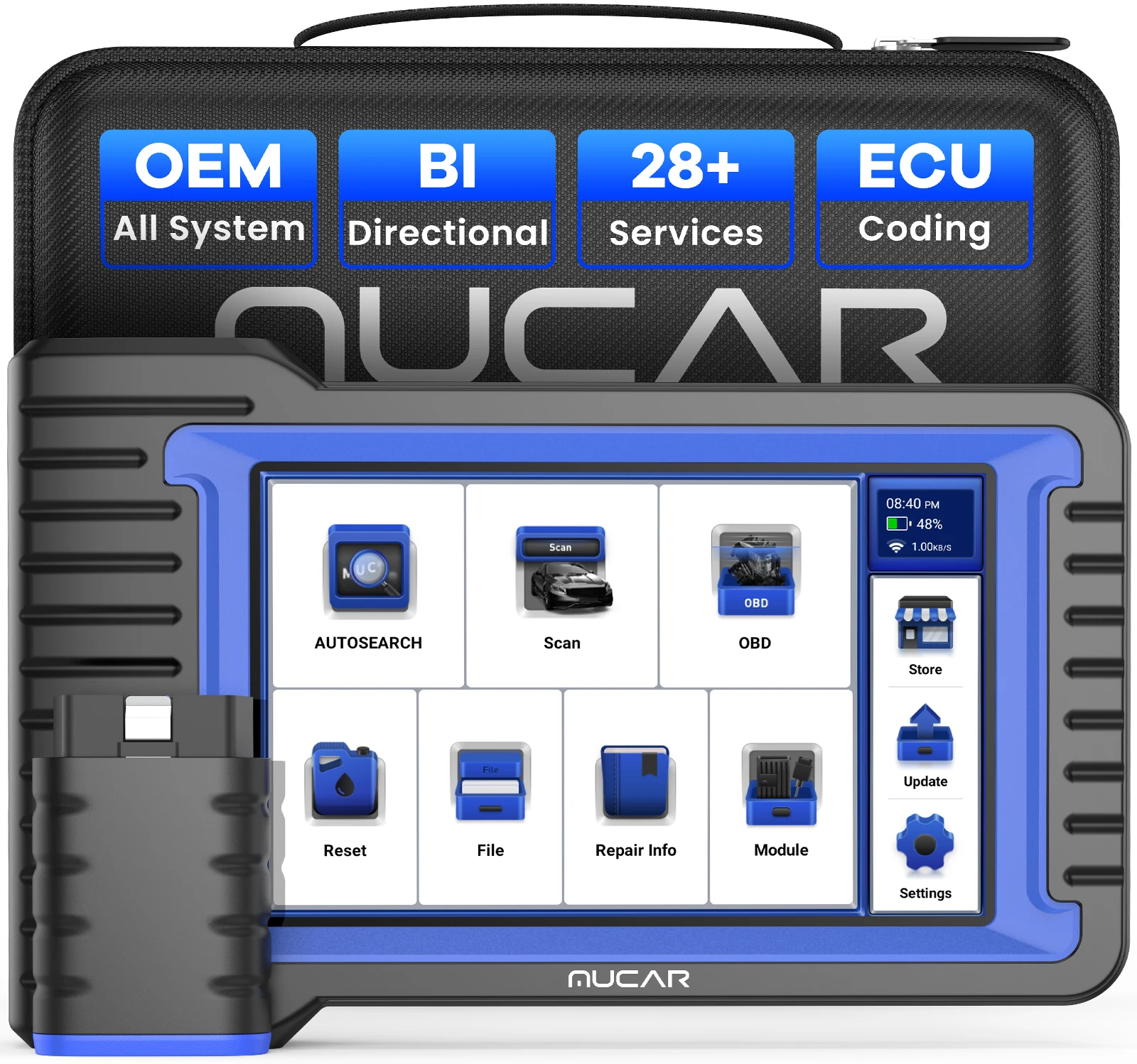 MUCAR VO7S/VO7 OBD2-scanner Volledige systeemdiagnose 28 Reset-diagnosetool ECU-codering Bidirectionele update Gratis levenslange