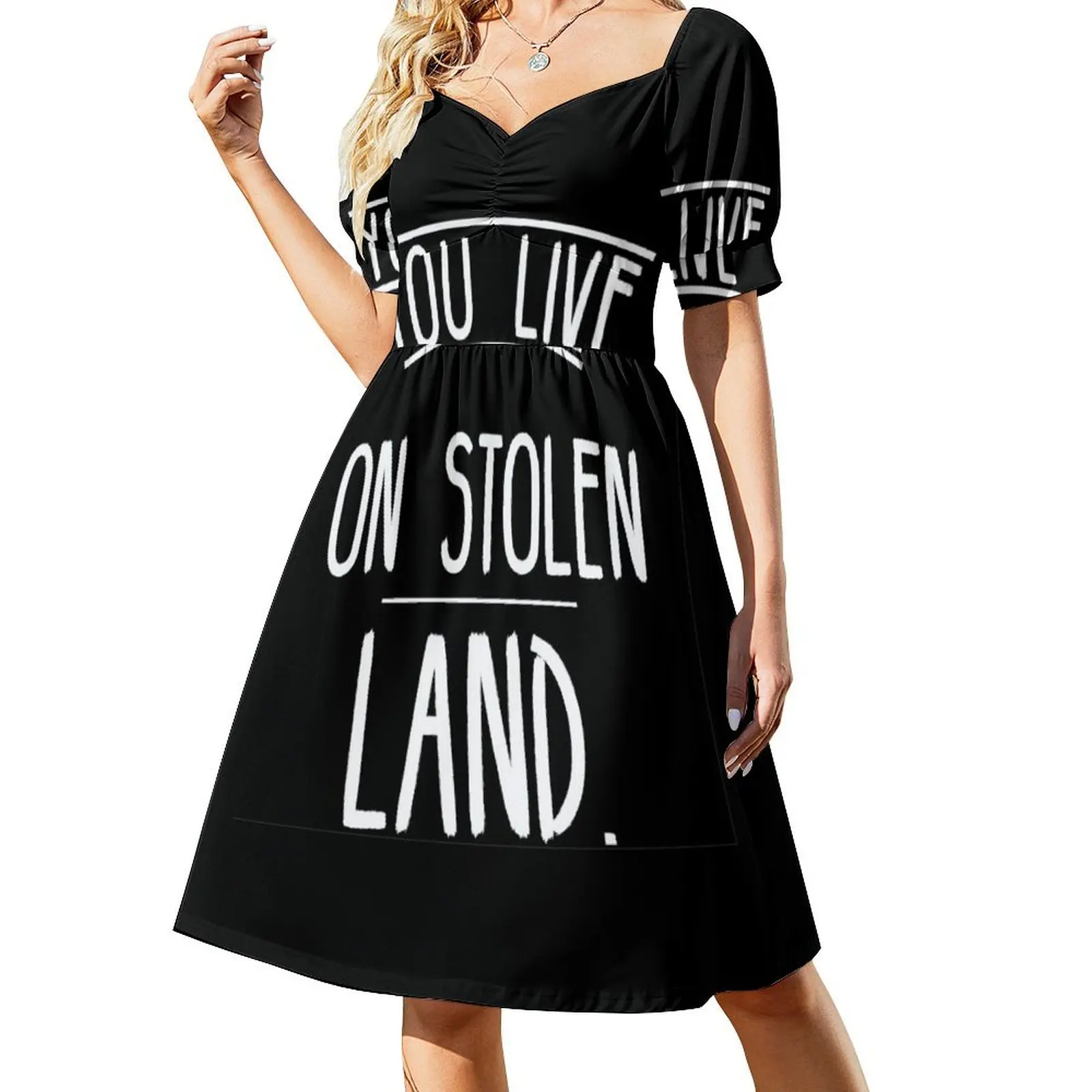 You live on stolen land Short-Sleeved Dress evening dress woman sexy dress for women luxury woman evening