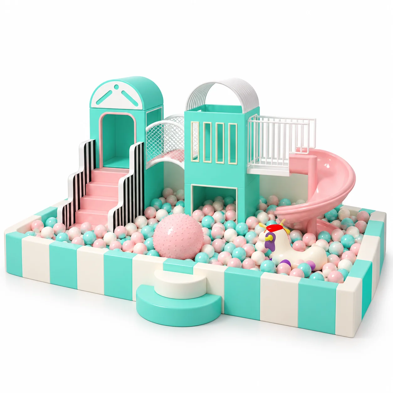 Soft Play Stair Step, Medium Size, Indoor Playground Equipment, Kids Climbing Set for Daycare Cafe, Toddler Play Package