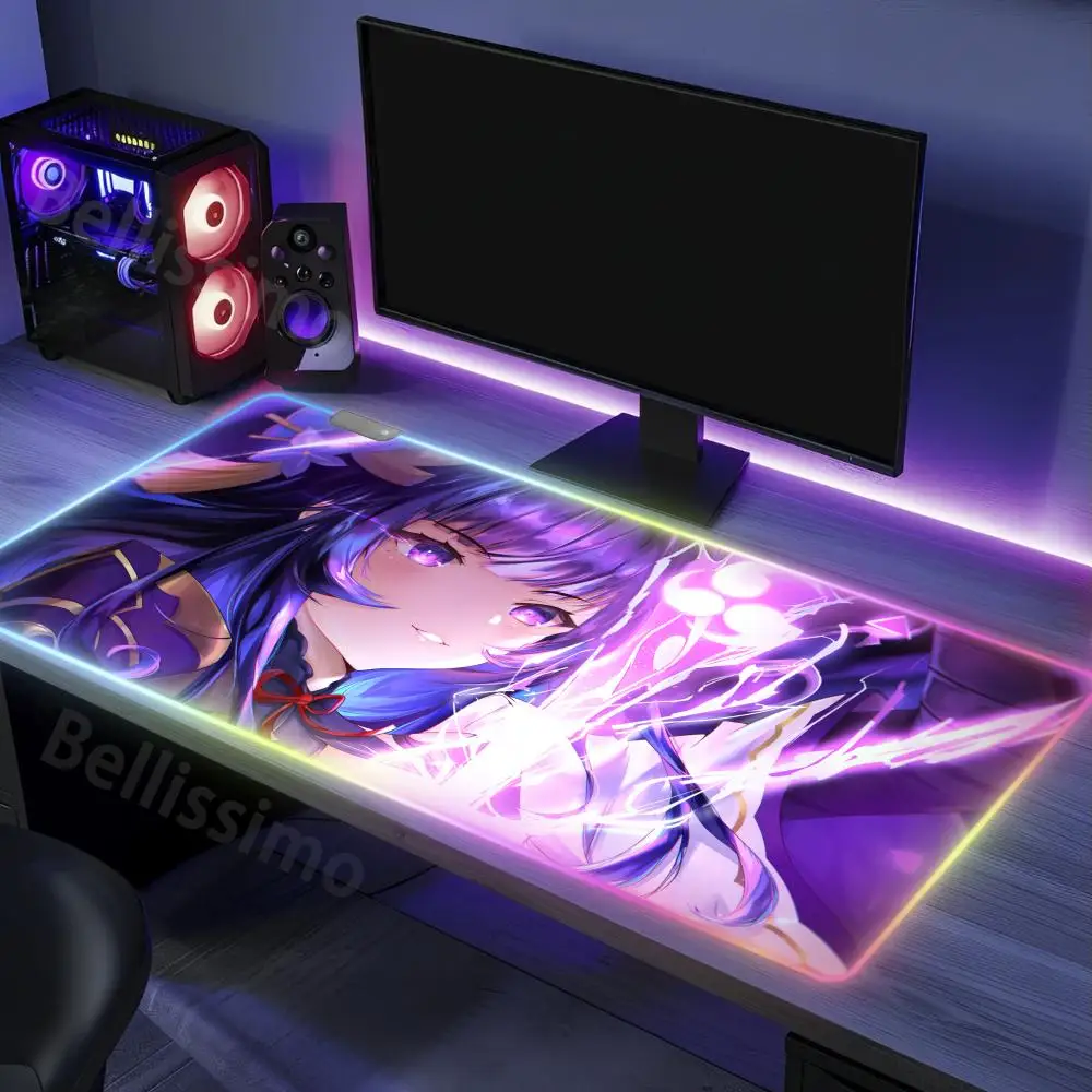 Mouse DIY Raiden_Shogun games computer Pad RGB Non-Slip gamers Desk mats Rubber Edge locking Teclado Holiday gifts Luminescence