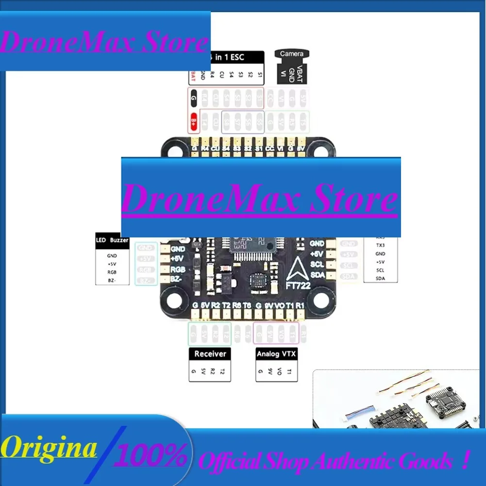 DroMaAneegFpv F722 F7 Flight Controller 3-8S Dual BEC 100A 4in1 BLheli_S ESC For 13