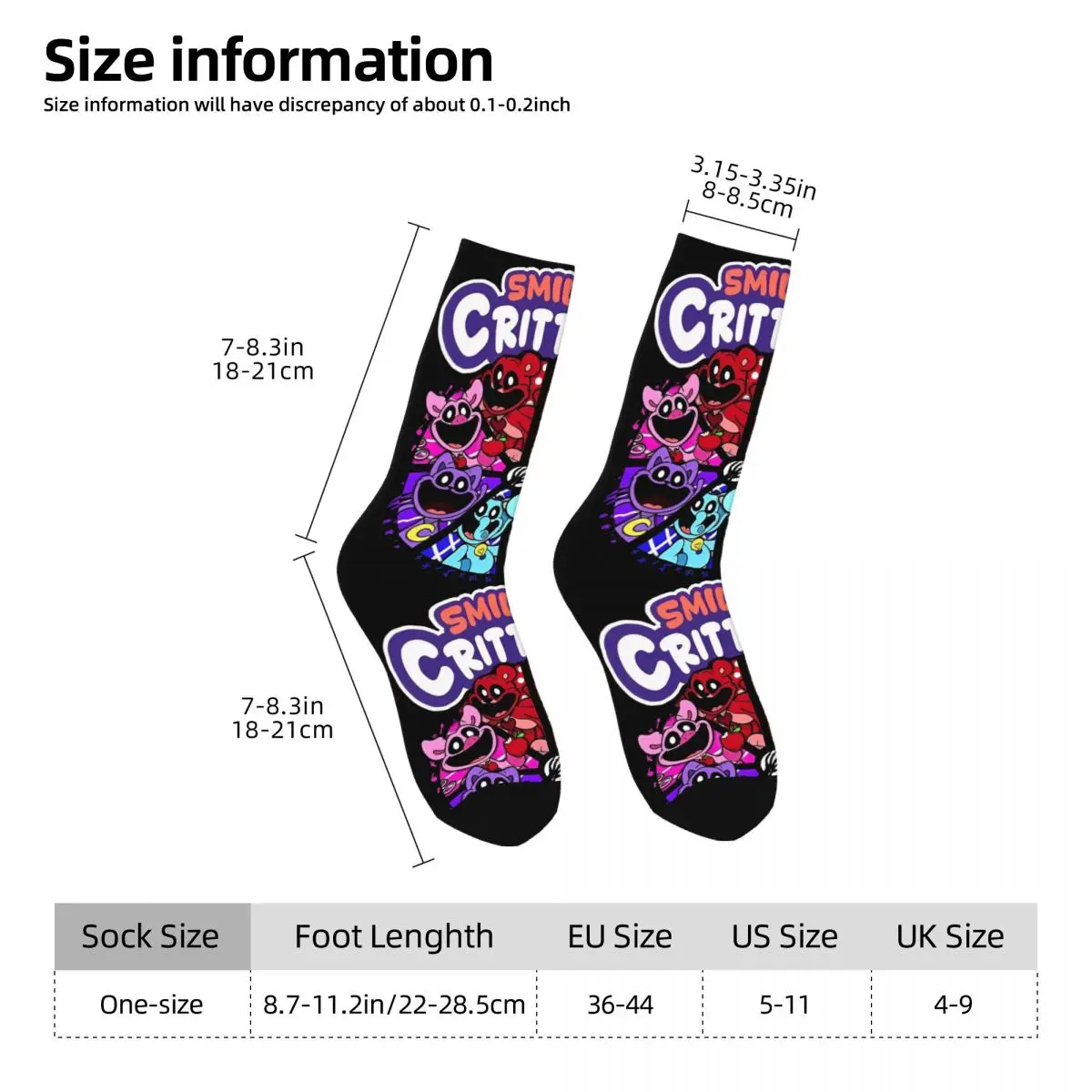 Funny Smiling Critter Cartoon Anime Basketball Socks Polyester Crew Socks for Unisex Breathable