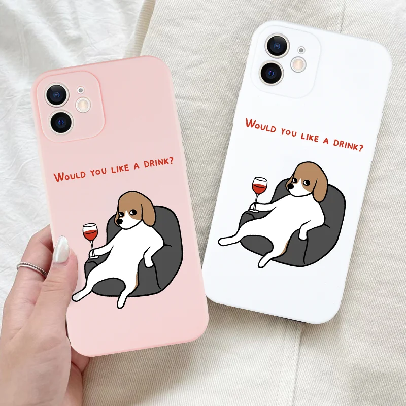 

Funny Dog Would you like a drink Phone Case For iPhone 16 15 11 12 14 13 Pro Max Mini X XSMax XR 7 8 Plus SE4 16e Silica Covers