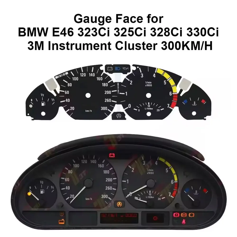 

For BMW E46 323Ci 325Ci 328Ci 330Ci 3M Dashboard Gauge Face 300KM/H