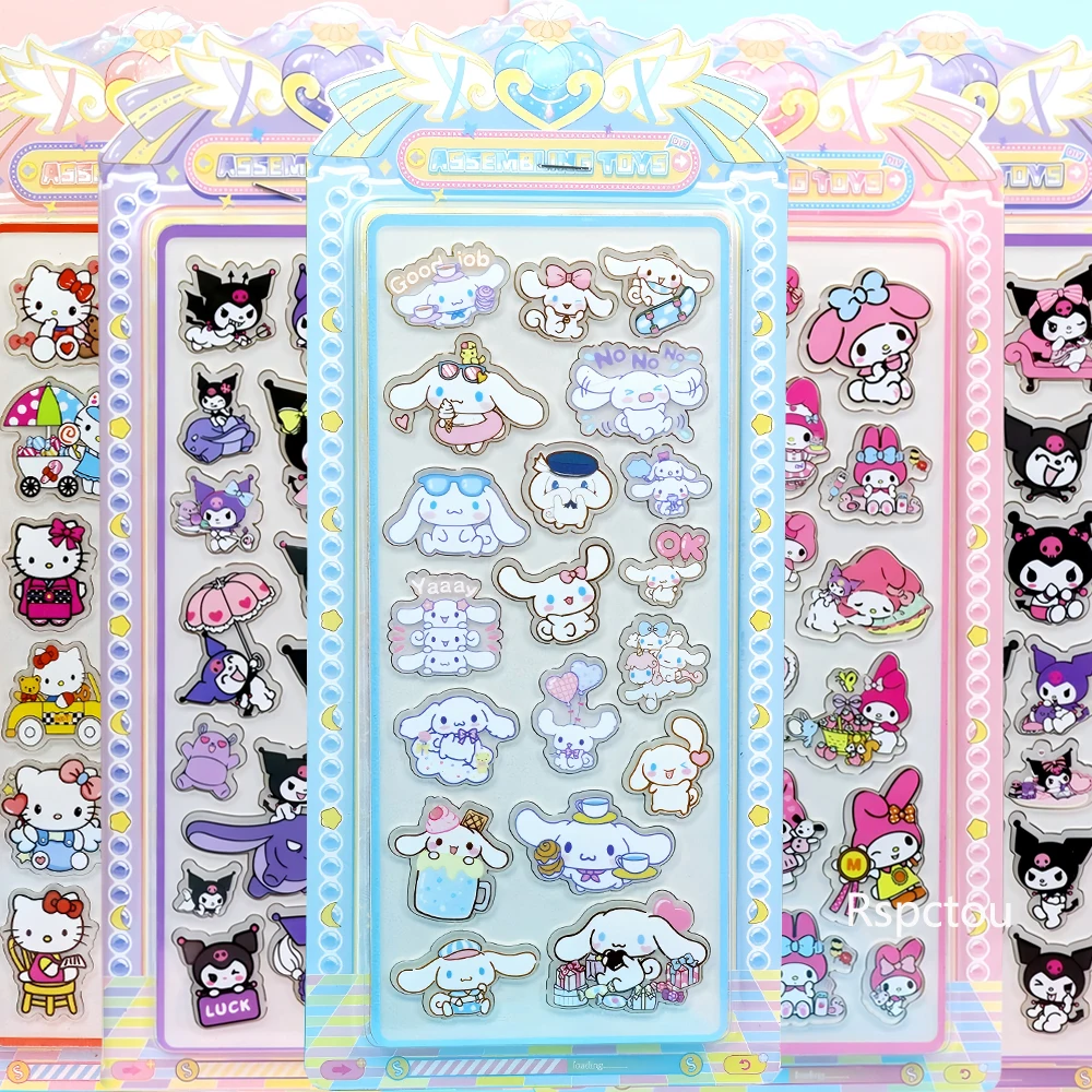 

4pcs Kawaii Sanrio Kuromi My Melody Cinnamoroll 3D Acrylic Relief Stickers Cute Anime Decals for Phone Decoration DIY Toys Gifts