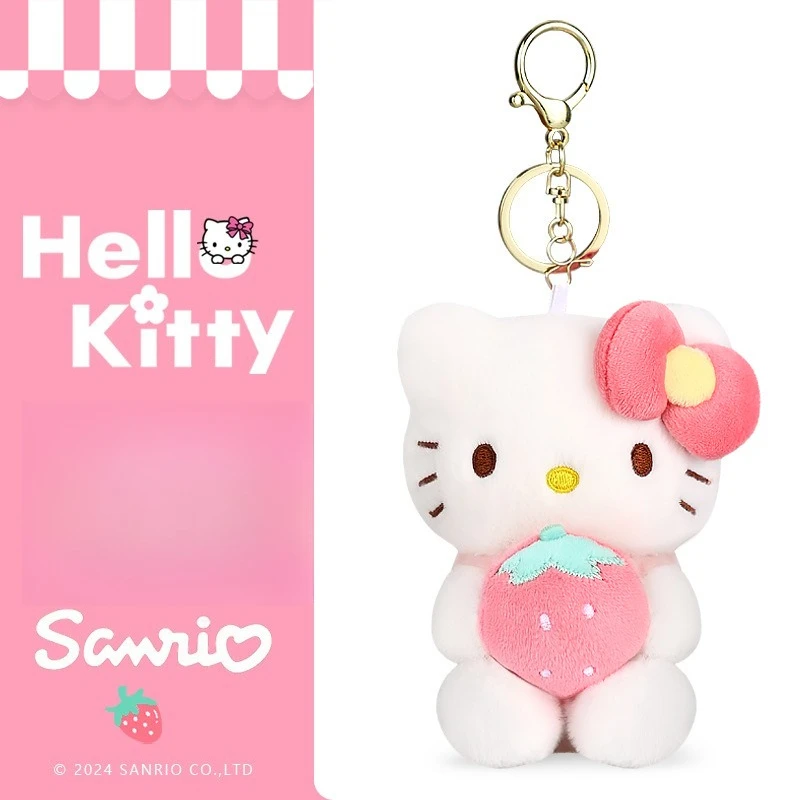 

Miniso genuine Sanrio hellokitty Katie Strawberry Plush Schoolbag Pendant for Girls' Birthday Gift Pendant