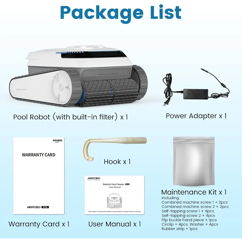 หุ่นยนต์ทำความสะอาดสระว่ายน้ำ AIRROBO สำหรับสระว่ายน้ำแบบฝังดิน, หุ่นยนต์ทำความสะอาดสระว่ายน้ำระบบนำทางอัจฉริยะ, หุ่นยนต์ทำความสะอาดผนัง, ทำความสะอาดพื้น