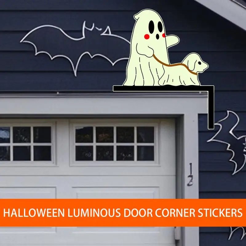 Halloween Door Corner Decor Back Adhesive Ghost Dog Walker Design Stickers For Door Toppers Multifunctional Glow In The Dark