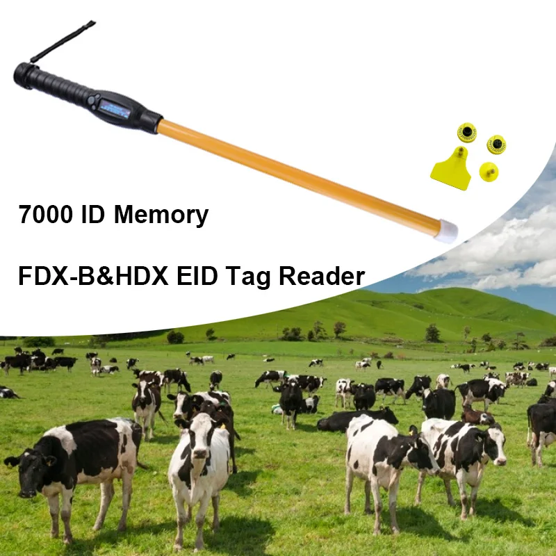 Cattle EID tag scanner RFID 134.2khz animal FDX-B HDX ear tag reader for breeding stock,fat stock,dairy farming,herd management