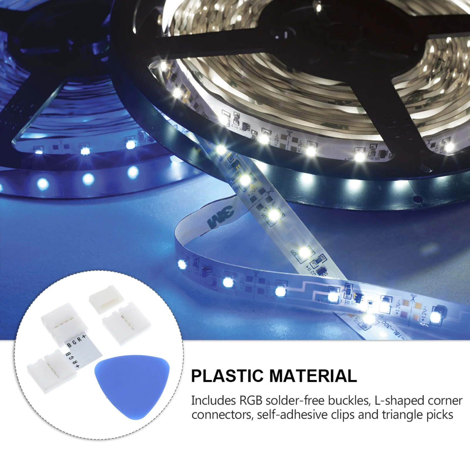 

RGB LED Light Strip Connectors Solder Free Buckles L Shaped Corner Adapters Self Adhesive Clips Triangle Picks Safe Durable LED