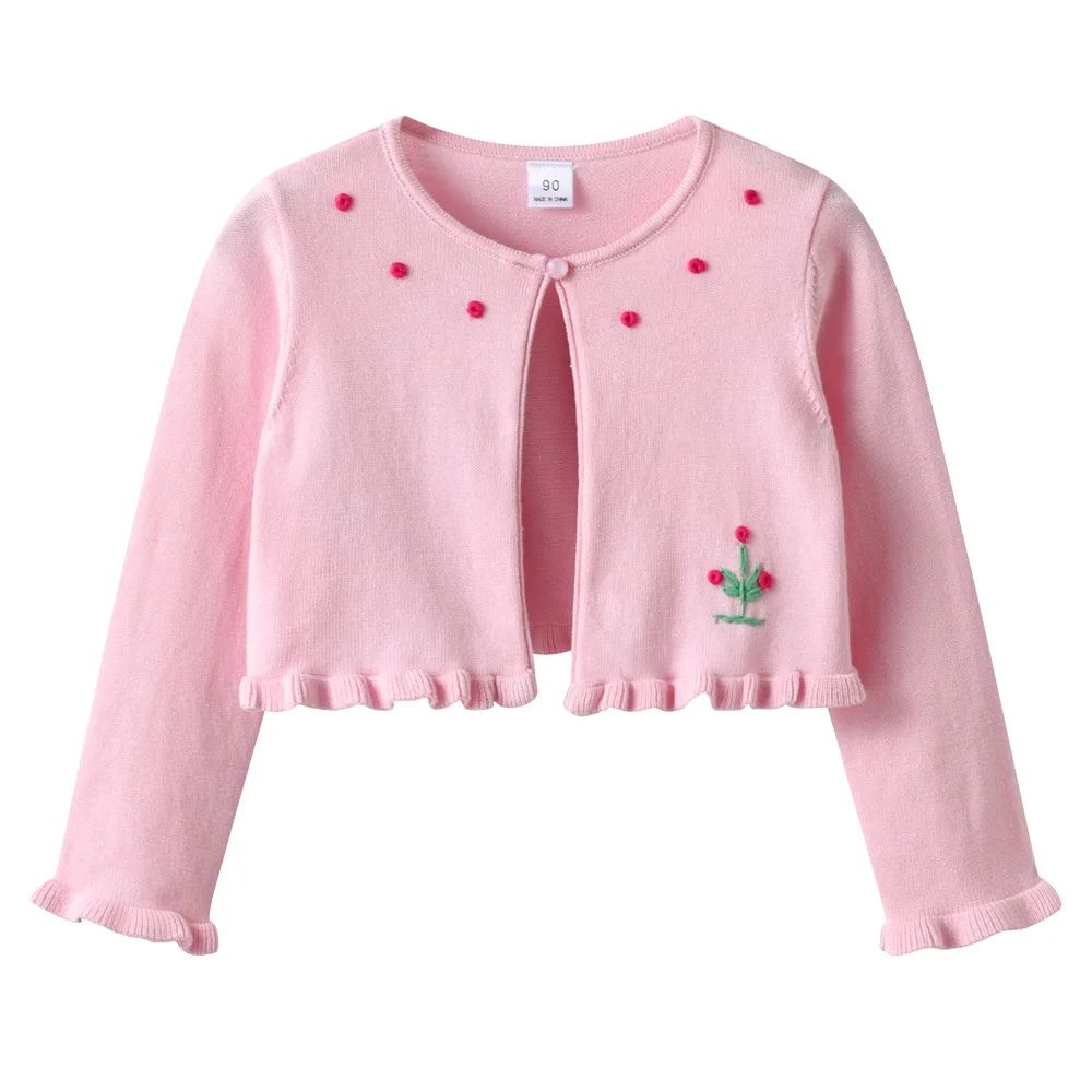 Hand Embroidered Kids Knit Shrug, Thin Summer DIY Girls Open Cardigan for Spring Autumn Wholesale  for 90-160cm