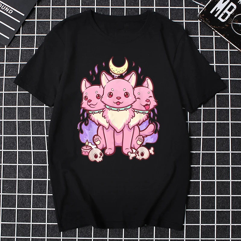 Female Cute Anime Kawaii Cat Aesthetic Kawaii Pastel Goth Clothes TopsHalloween Skull Graphic T Shirts Men Women Camisetas