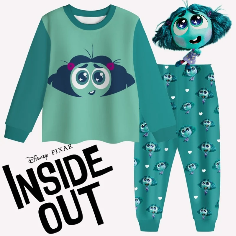 

2024 Disney Inside Out 2 Sleepwear Anime Figure Envy Children's Clothing Sets Printed Cartoon Pyjamas for Toddler Girl Clothes