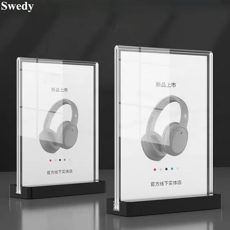 5 Pieces A6 100X150mm Double Side Acrylic Sign Holder Display Stand Menu Price Label Holder Wedding Picture Photo Poster Frame
