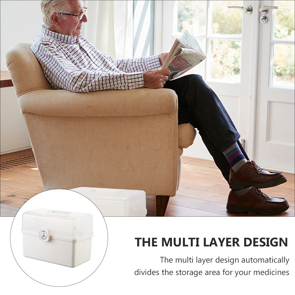 1 قطعة صندوق الطوارئ سعة كبيرة الطب حالة الإسعافات الأولية متعددة الوظائف الطبية المنظم تصميم غطاء شفاف #2