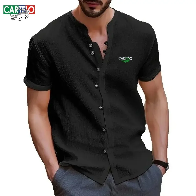 

New Men's High Quality Henry Collar Polo Shirt Summer Trendy Fashion Casual Sports Sweat Absorbing Breathable Top