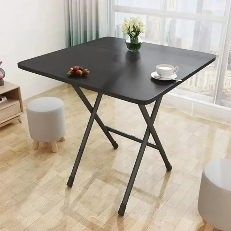 Foldable Dinner Table Square Solid MDF 4 Persons Home Study Computer Desk Home Improvement Foldable Living Room Desk Accessories