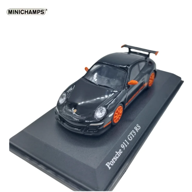 1:64 911 GT3-RS Black Orange Wave Porsche die casting alloy simulation model, children's collection toys, gifts for children.