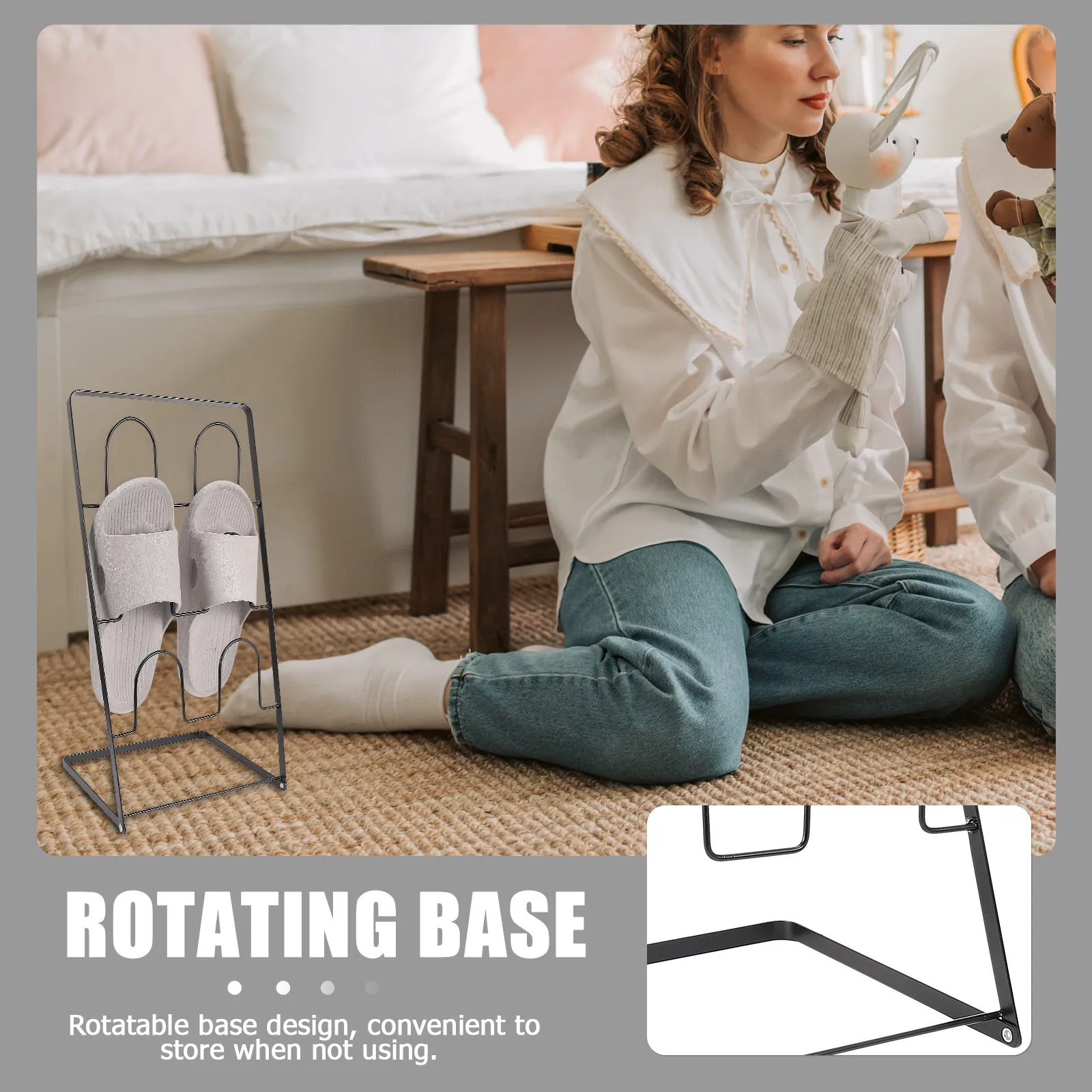 1Pcs Multi-Layer Slipper Storage Rack Premium Iron Construction Compact Design Stable Non-Tip Rotatable Base Slippers Organizer