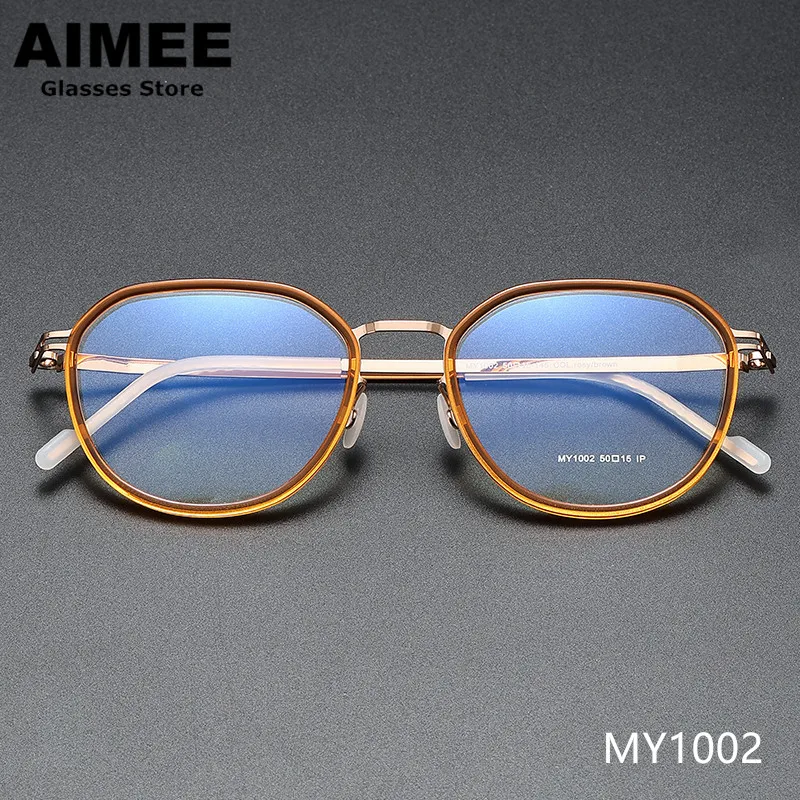 German Brand Acetate Ultralight Screwless Glasses Frame Men Women Oval Round Prescription Eyeglasses Optical Rubber Ring Eyewear