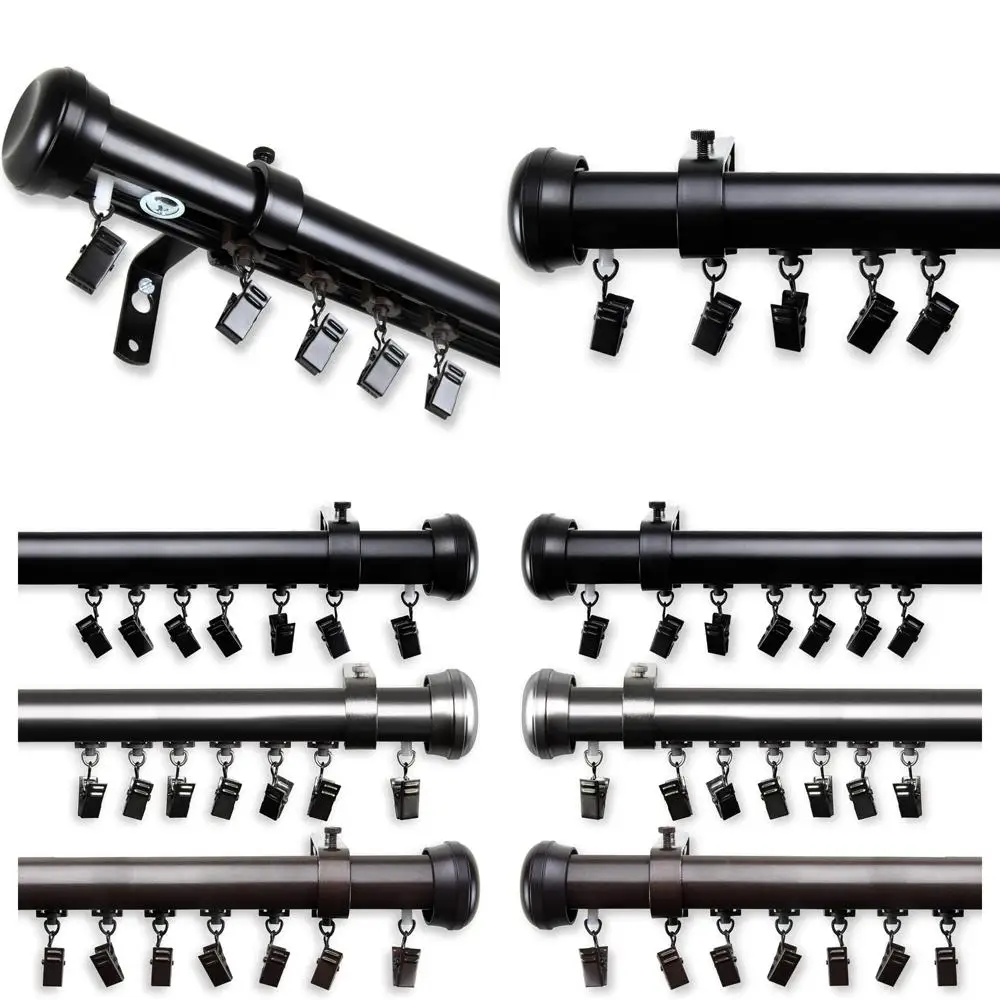 قضيب ستارة ترافيرس لاسلكي من خليط معدني، 48-86 بوصة، لمسة نهائية سوداء #1