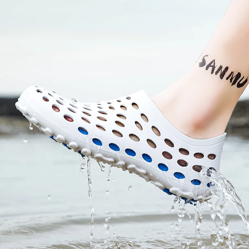 Men's Plastic Mesh Slip-On Water Shoes Breathable Anti-Slip Beach Shoes Outdoor Wading Sandals Quick Dry Hiking Stream Crossi...