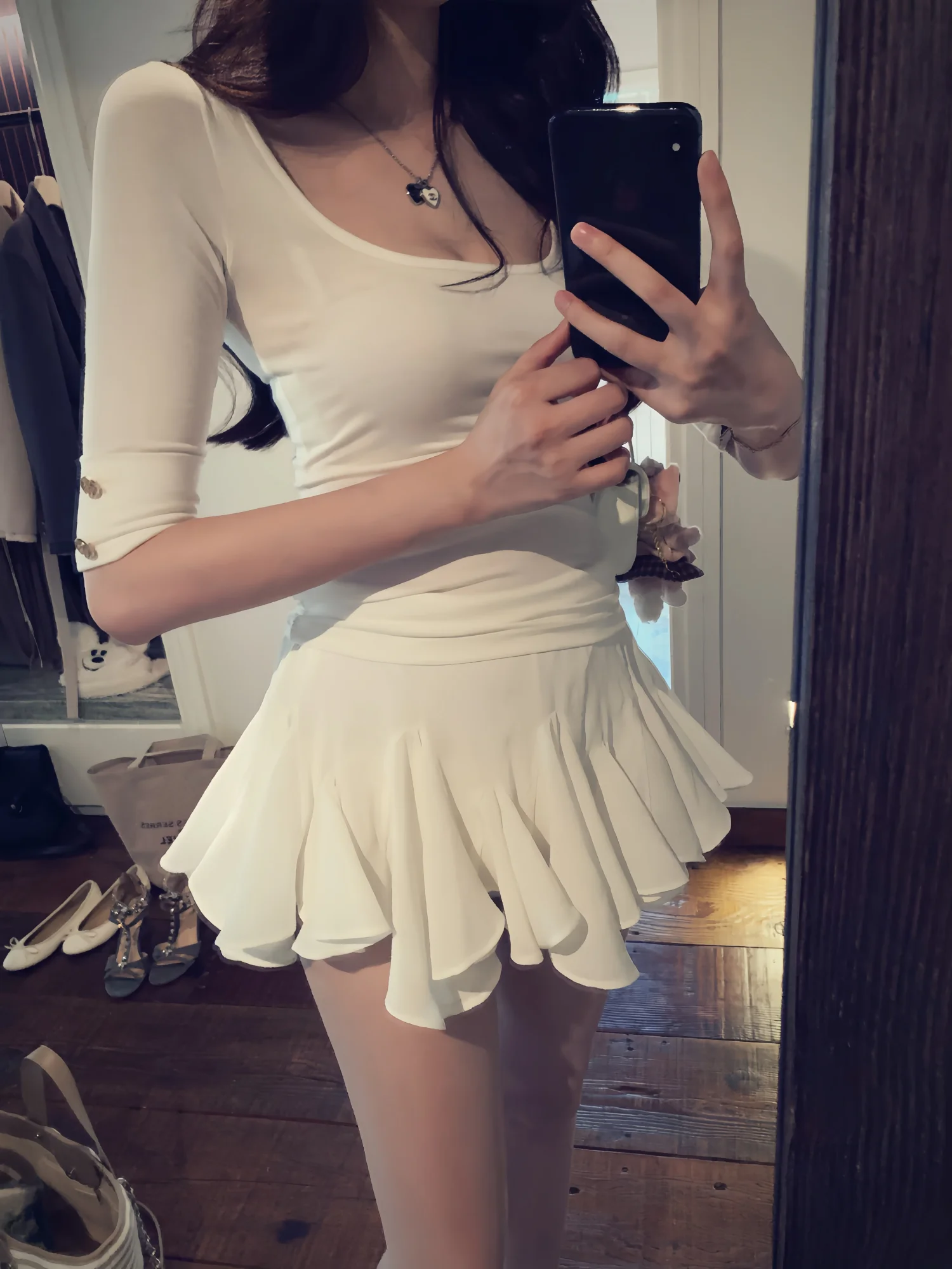 

Cute Homebody Summer High Waist A-Line Skirt Fluffy White Short Skirt Half Skirt High Waist Puffy Skirts Women's Fashion