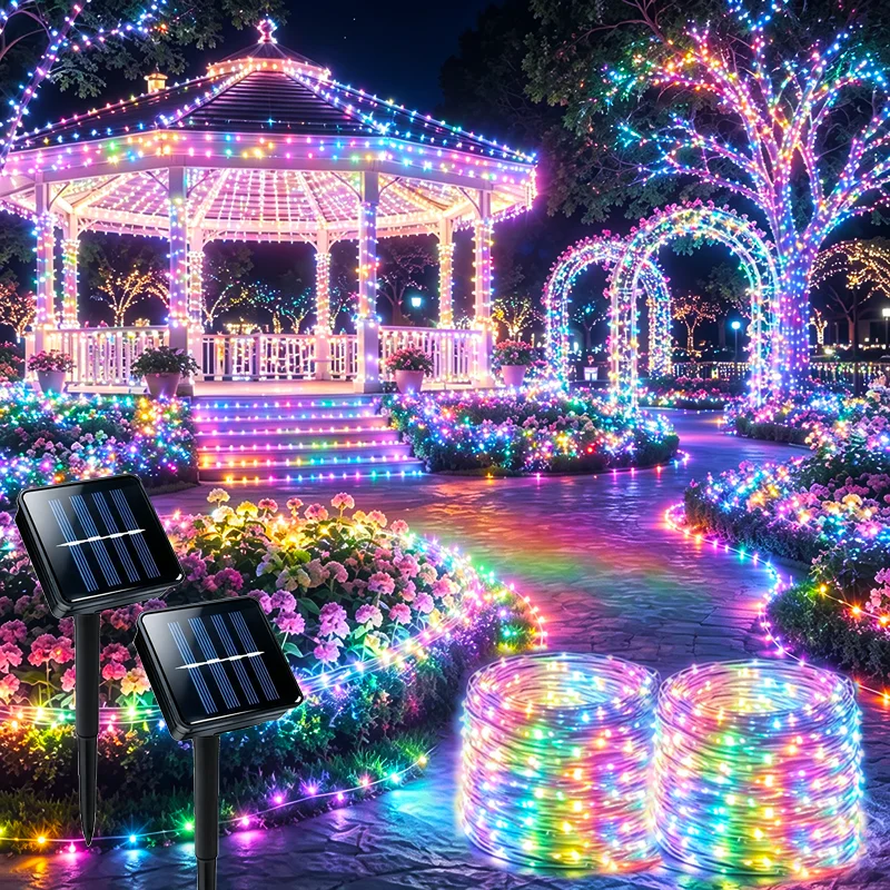 Christmas Waterproof Twinkle Lights 8 Modes Fairy String Lights Solar Powered LED for Tree Patio Backyard Outdoor Garden Decor