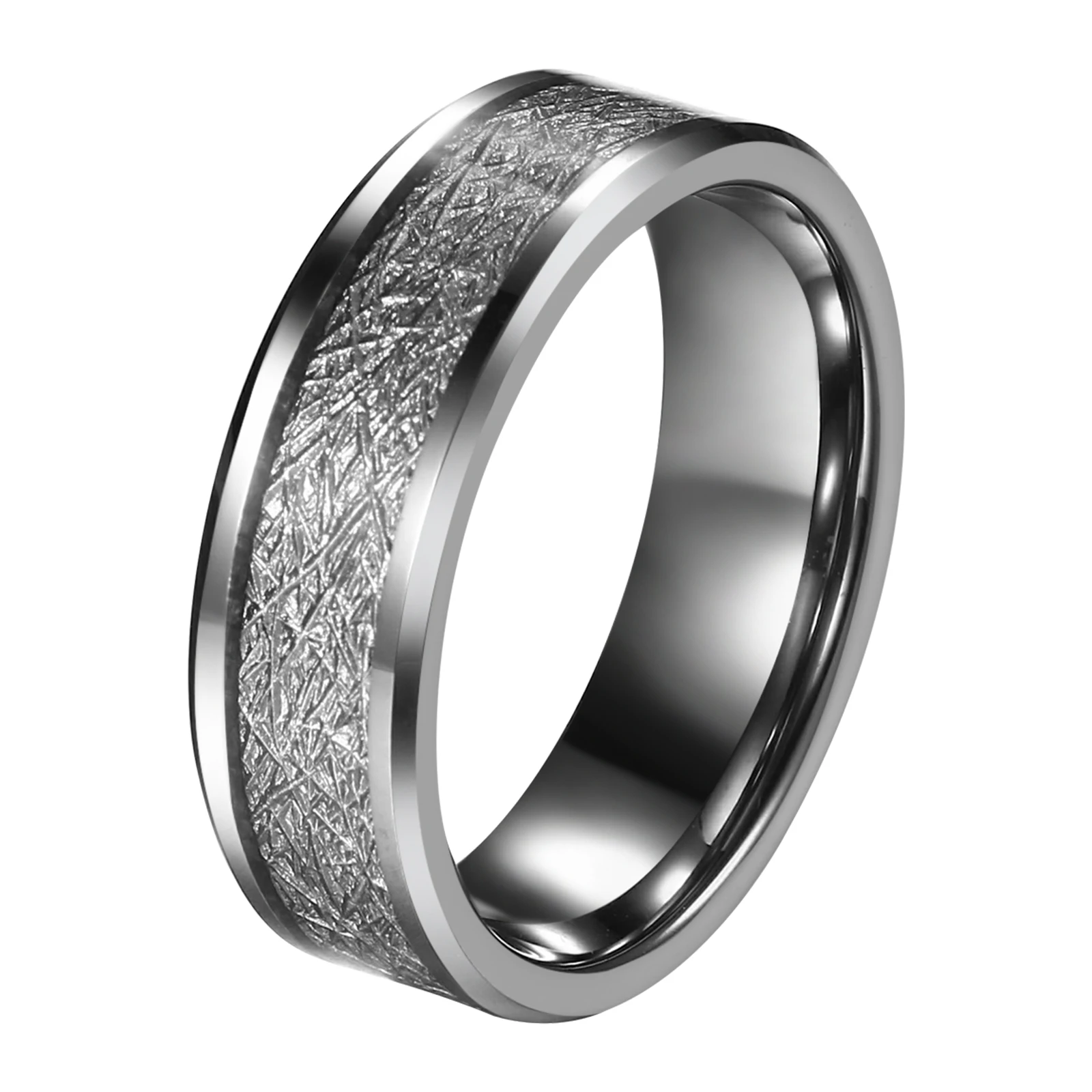 BONISKISS 8mm Comfort Fit Classic Men\'s Tungsten Carbide Ring Wedding Promise Band Men Wedding Promise Ring Valentine\'s Day Gift