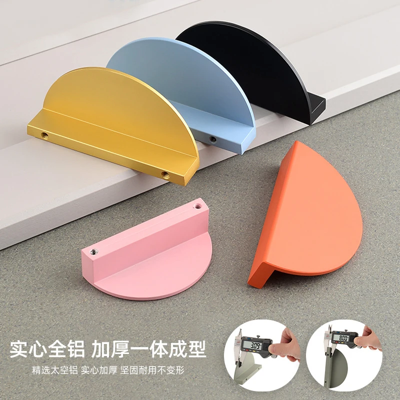 

Pink Semi-Circular Closet Door Handle Cabinet Drawer Pulls Children Room Cream Style Half-Moon Shape Colored Furniture Hardware