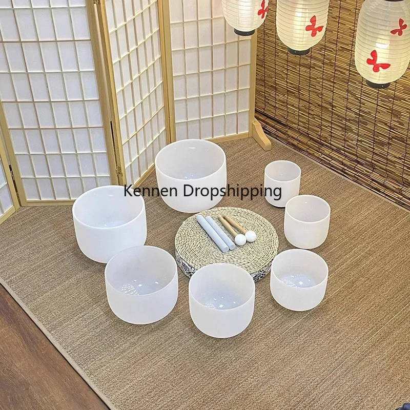 432hz White Crystal Singing Bowl Windows Spiritual Tibetan Bowl Quartz Mindfulness Chakra Cuarzos Yoga Supplies Release Pressure