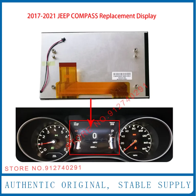 Original 7'' Inch LCD Display Screen For Fiat 500 Abarth 500, 595 695 Instrument Clusters LCD Colour Display Replacement
