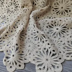 Tissu en dentelle pour jupe en coton pour femme, tissu creux, motif carré, vêtements de bricolage, littérature, été, ins