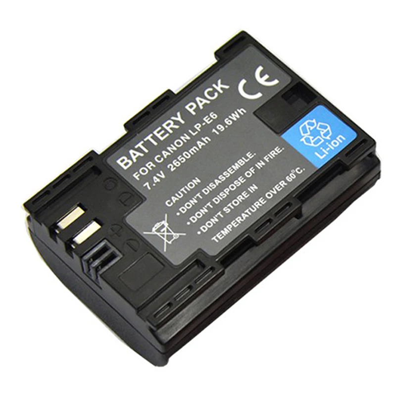 2650mAh LP-E6/E6N Battery For 5D Mark 3 5D4 6D 6D2 7D2 80D 90D SLR Camera